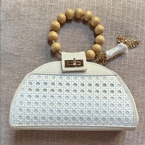 Elegant White and Gold Handbag